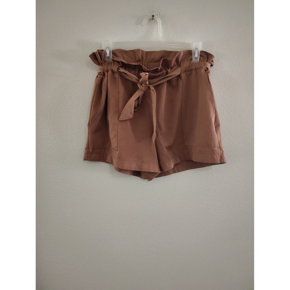 Streetwear Society Women Brown Paperbag Waist Tie‎ Front Shorts Size Medium